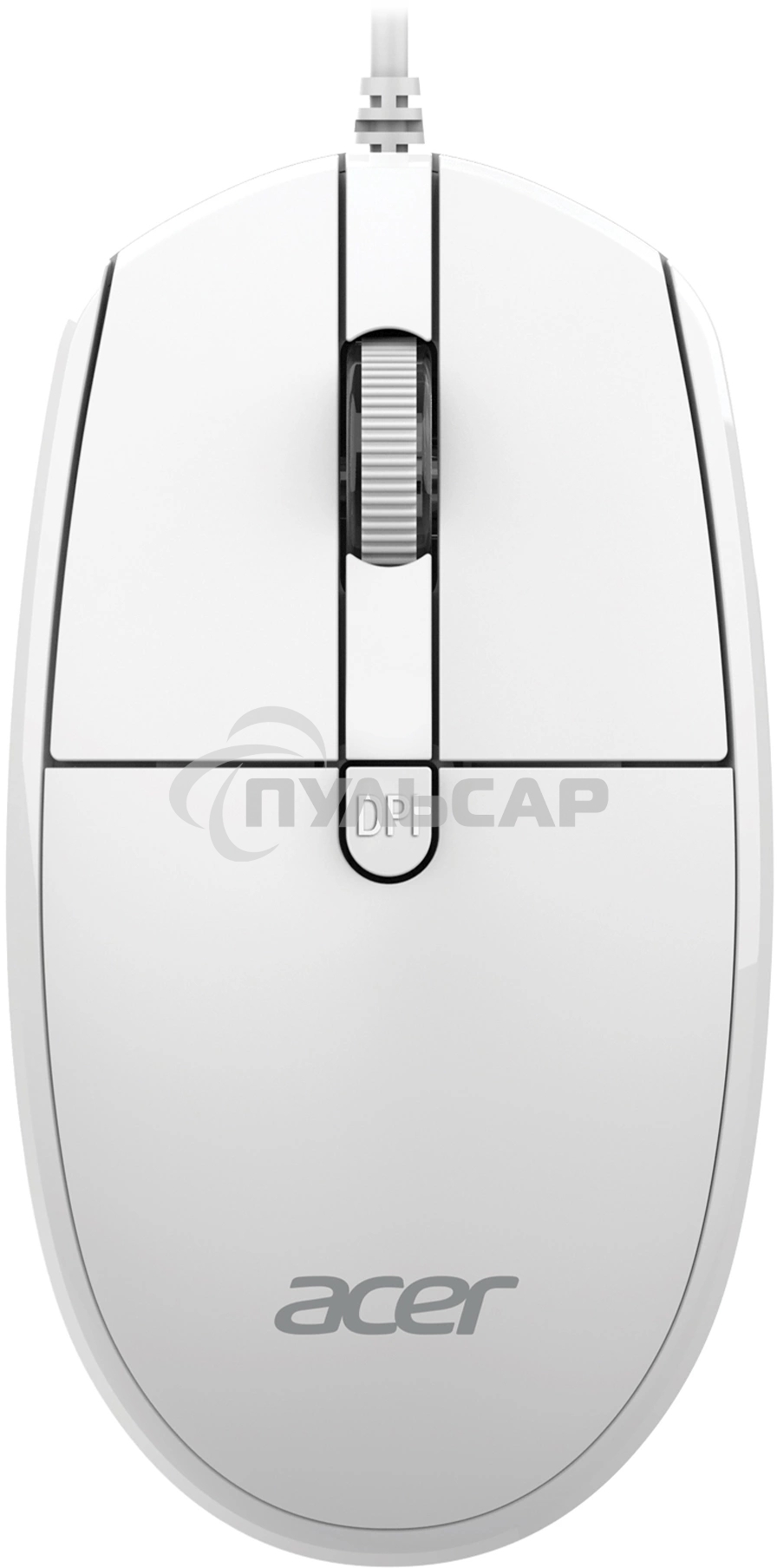 Мышь проводная Acer OMW401 белый, 2000 dpi, USB, кнопки - 4