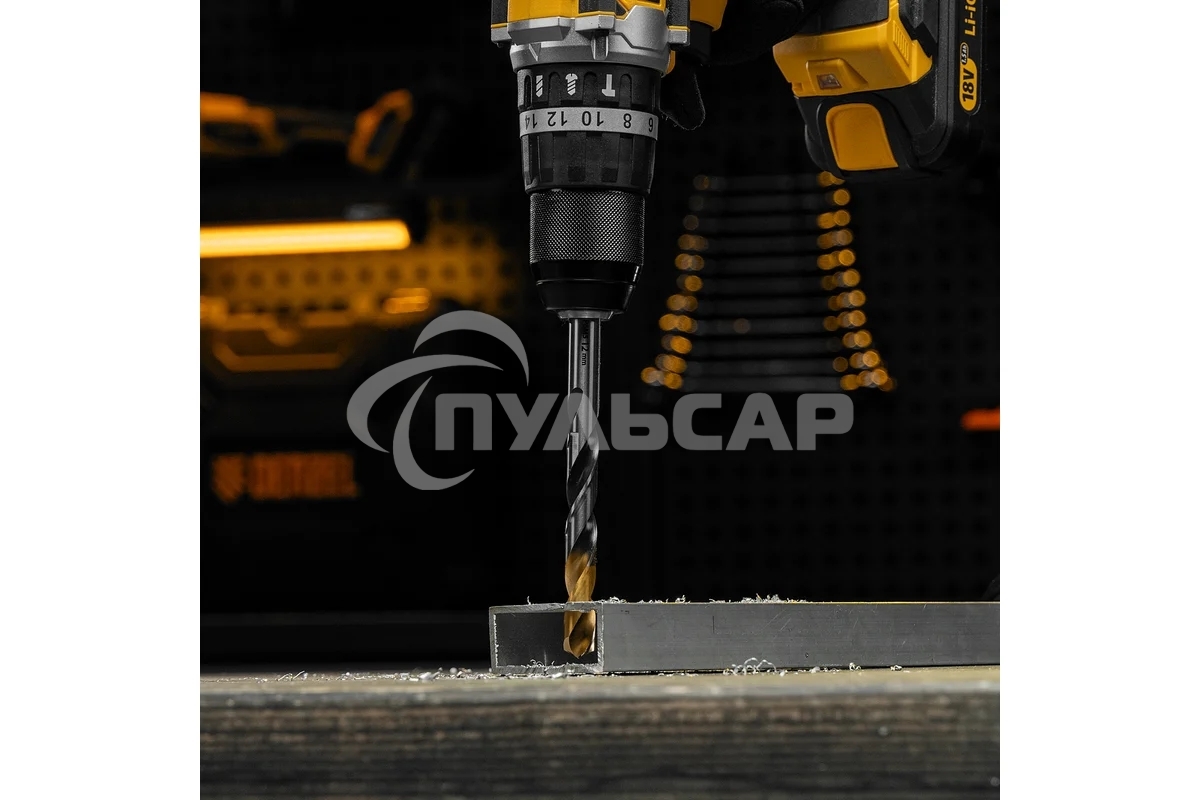 Сверло спиральное по металлу Denzel 12 x 151мм, Р6М5, Golden Tip, многогранная заточка