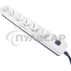 Сетевой фильтр Powercom SP-06W 5,0 м 5.0м (6 розеток) белый/серый (коробка)
