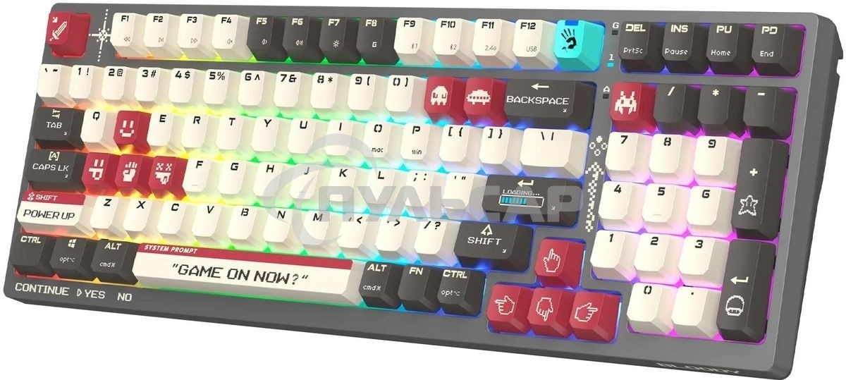 Клавиатура беспроводная A4Tech Bloody WS98 Pixels Red USB, Bluetooth/Радиоканал темно-серый/белый