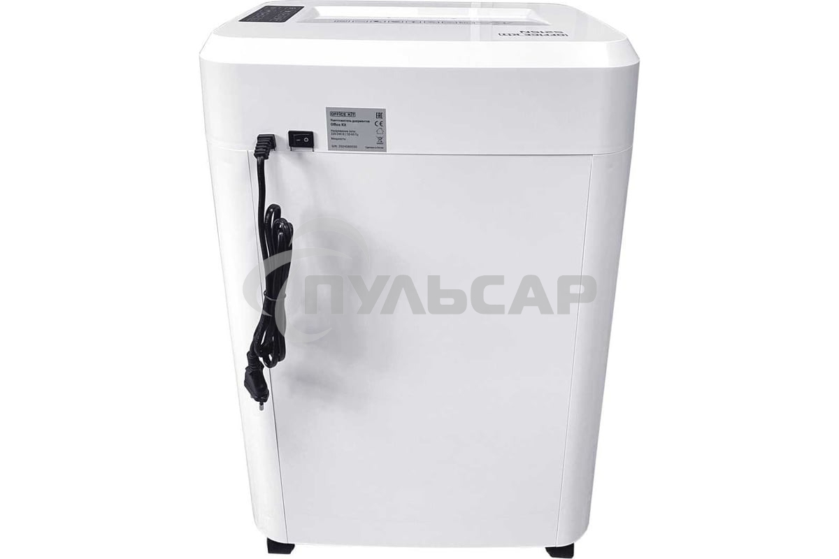 Шредер Office Kit S210N 3,9x38 белый (секр.P-4) фрагменты 16лист. 35лтр. скрепки скобы пл.карты CD