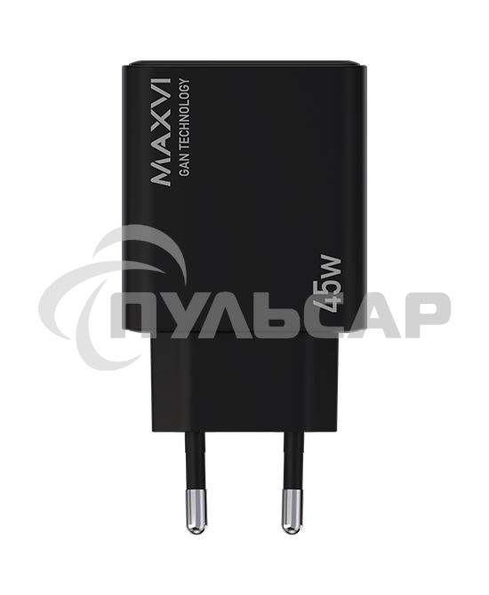Сетевое зарядное устройство Maxvi SFC-345GN 2xType-C\USB 45W PD QC3.0 черный