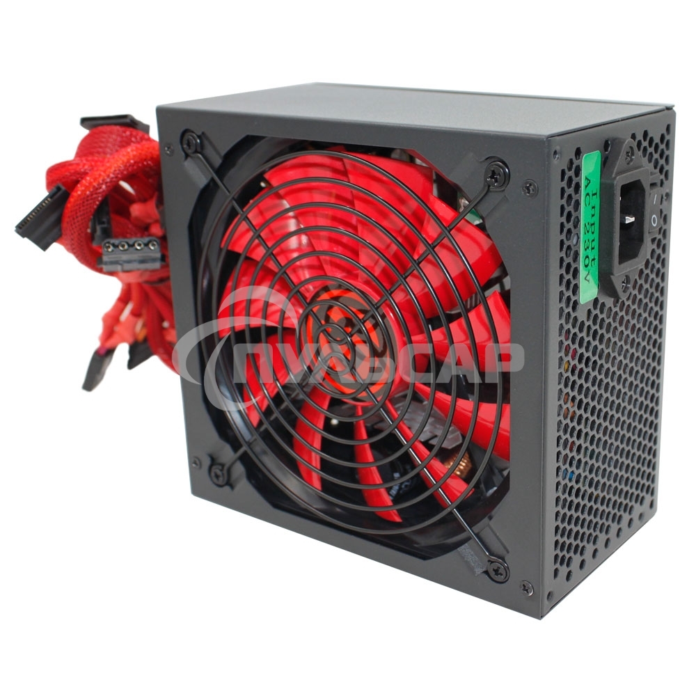 Блок питания Ginzzu PC700 14CM(Red) 80 PLUS black,APFC,24+4p,2 PCI-E(6+2), 7*SATA, 4*IDE,оплетка, кабель питания,цветная коробка