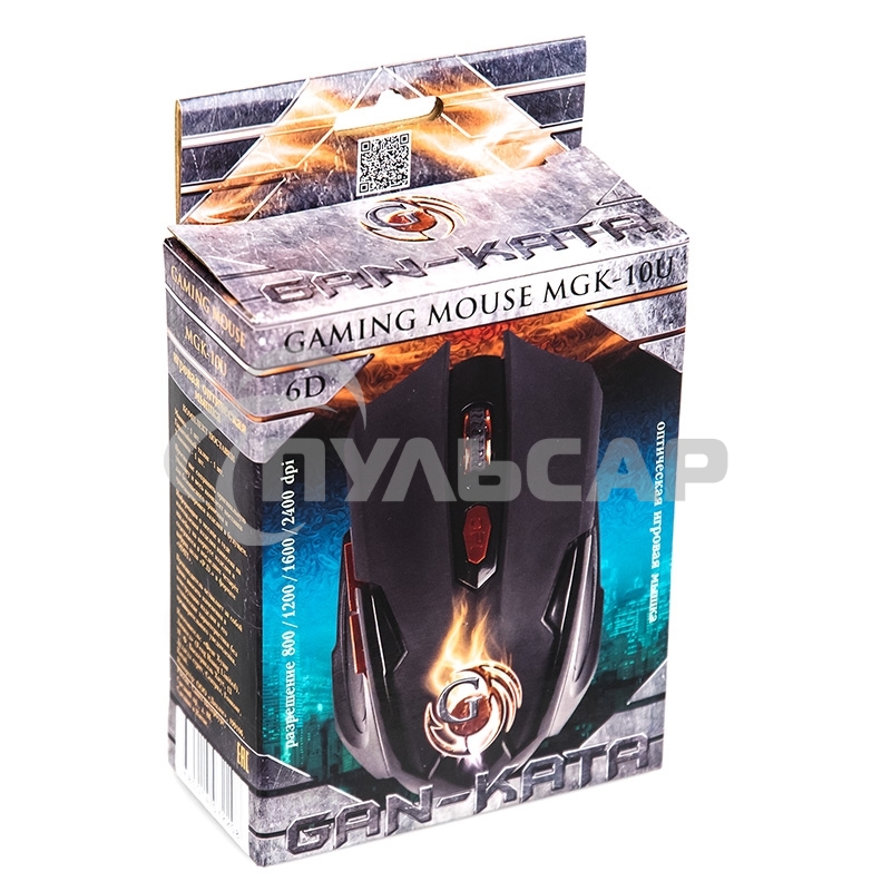 Мышь проводная Dialog Gan-Kata MGK-10U черный, 2400 dpi, USB, кнопки - 6