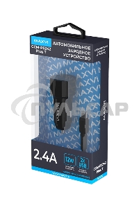 Автомобильное зарядное устройство Maxvi CCM-PS242 Plus T 2хUSB 2.4А + кабель Type-C 1м, черный