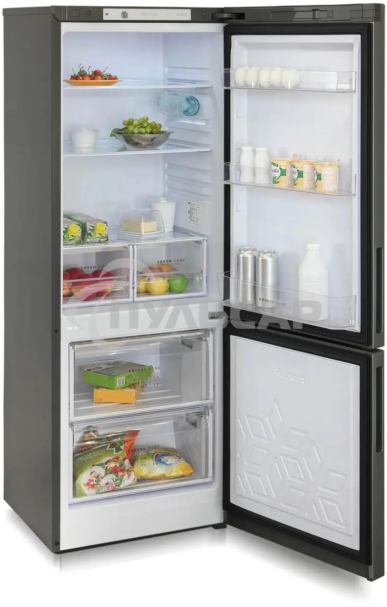Холодильник Бирюса Б-W6034 графит матовый двухкамерный 210/85л морозилка снизу