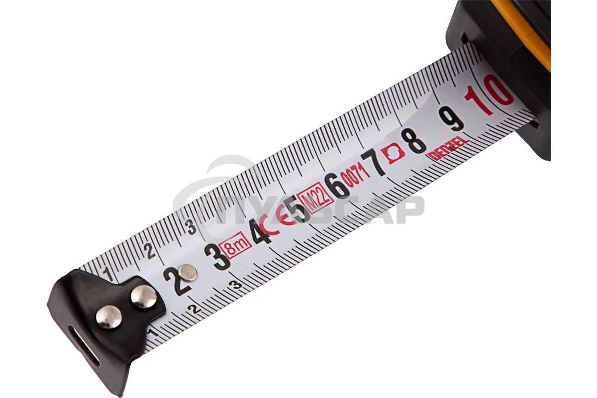 Рулетка 8м х 25мм, двухкомп. корпус, кнопка-пауза Denzel