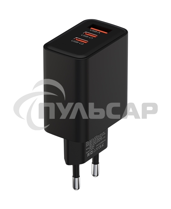 Сетевое зарядное устройство Maxvi SFC-345GN 2xType-C\USB 45W PD QC3.0 черный