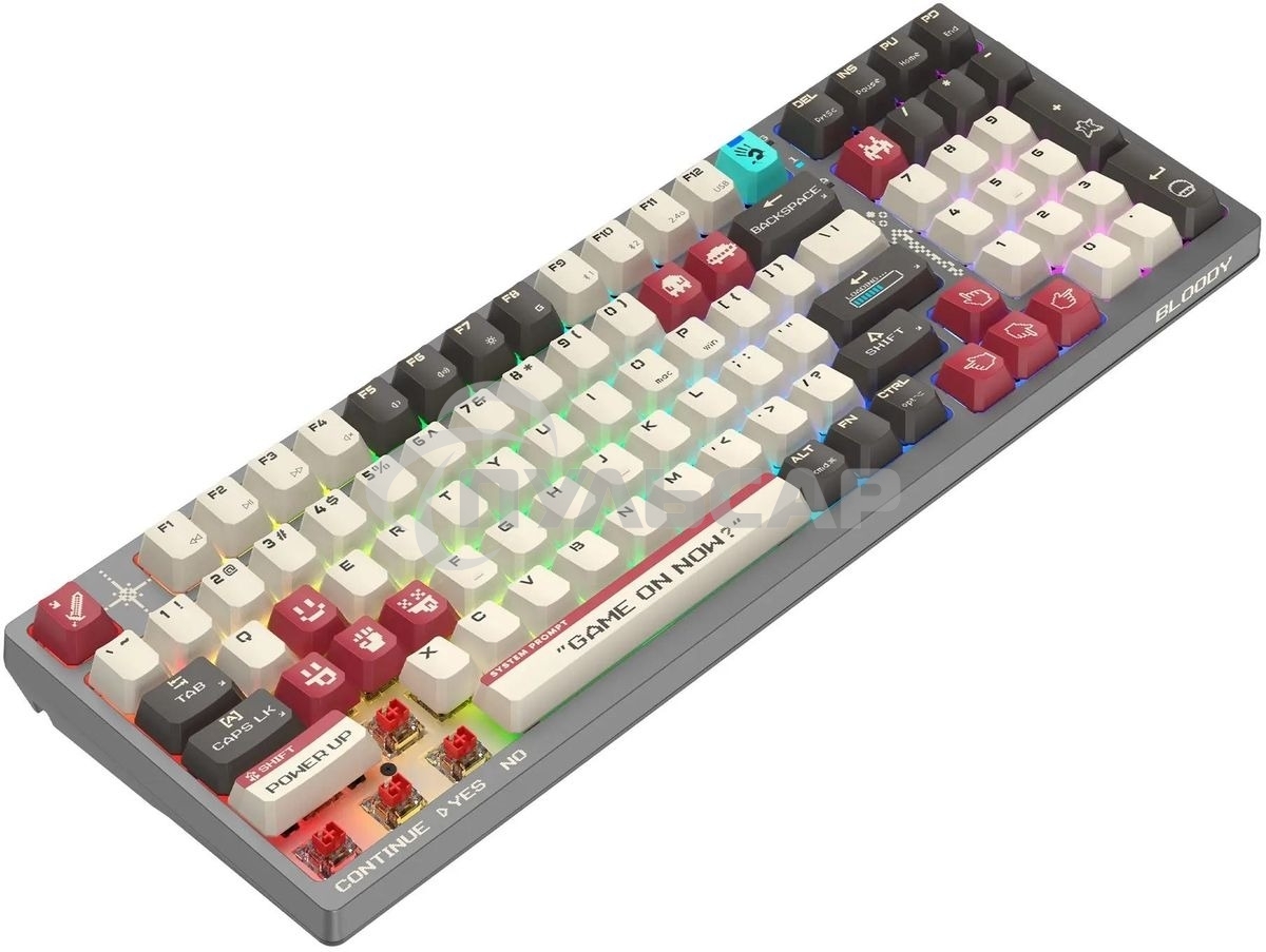 Клавиатура беспроводная A4Tech Bloody WS98 Pixels Red USB, Bluetooth/Радиоканал темно-серый/белый
