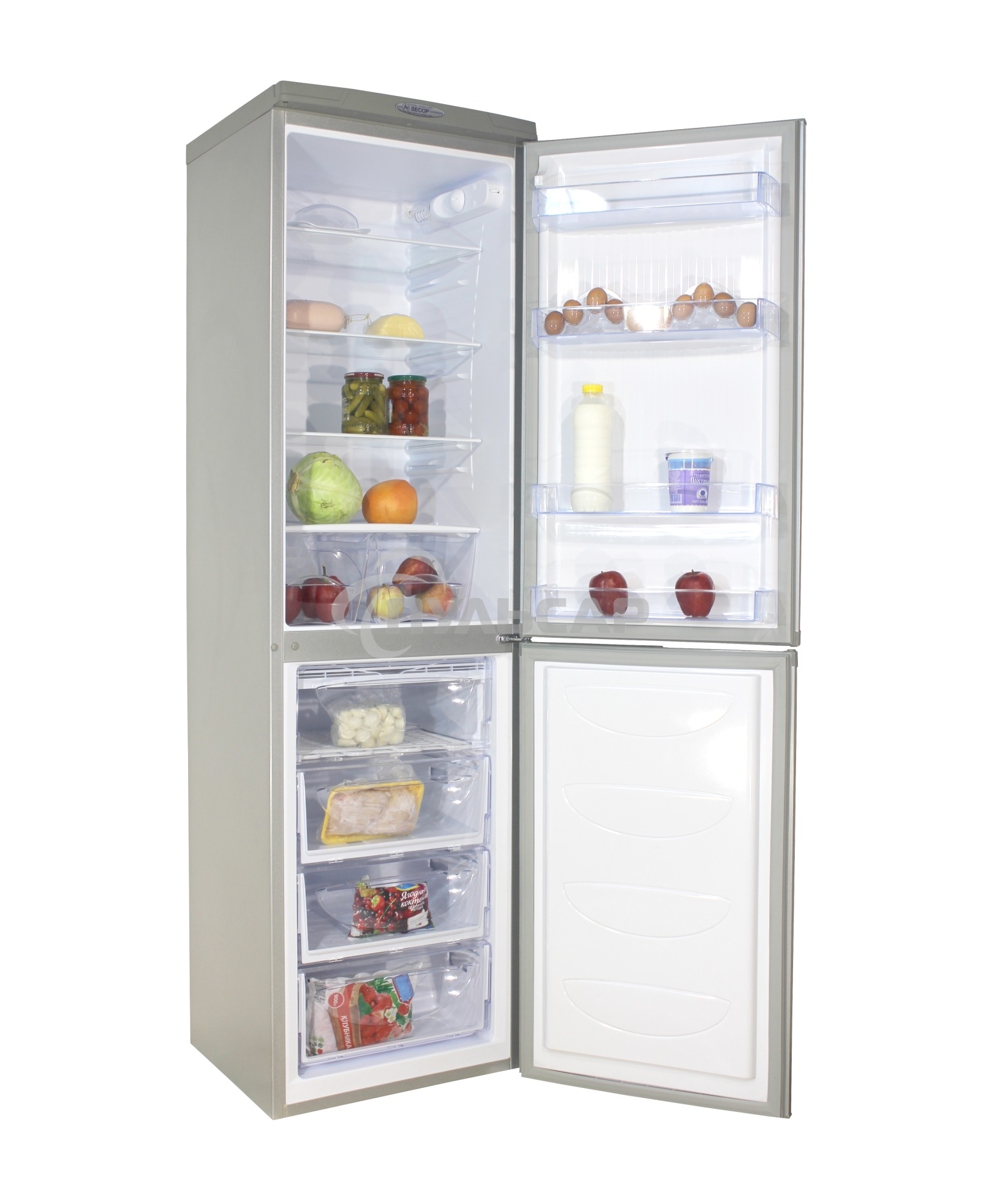 Холодильник DON R-297 MI металлик искристый двухкамерный 225/140л морозилка снизу