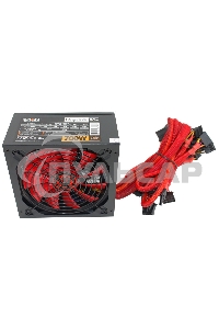 Блок питания Ginzzu PC700 14CM(Red) 80 PLUS black,APFC,24+4p,2 PCI-E(6+2), 7*SATA, 4*IDE,оплетка, кабель питания,цветная коробка