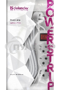Удлинитель с заземлением Defender L330 16 А, 5 м, заземление, выключатель
