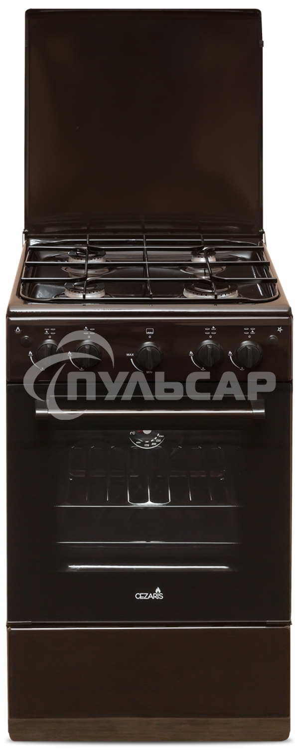 Плита газовая Cezaris ПГ 2150-05 коричневый, конфорок 4 шт, духовка 43 л, 50 см x 85 см x 50 см