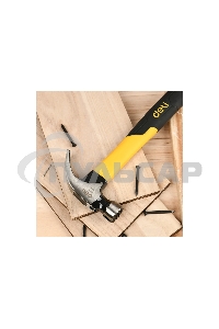 Молоток-гвоздодер Deli DL5002F 450 гр магнит, противоскользящий боек, фиберглассовая рукоять