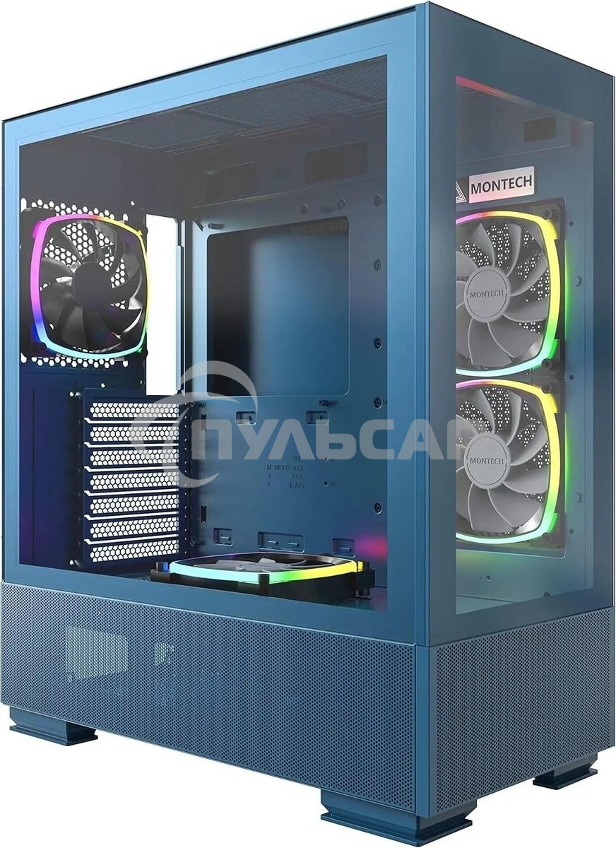 Компьютерный корпус Montech SKY TWO MOROCCO голубой без БП ATX 4x120мм 2xUSB3.0 1xUSB3.1 audio bott PSU