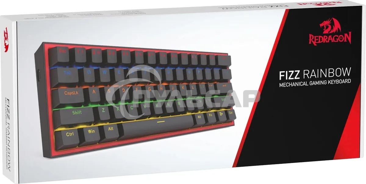 Клавиатура проводная REDRAGON Fizz RU,Rainbow,красные свитчи