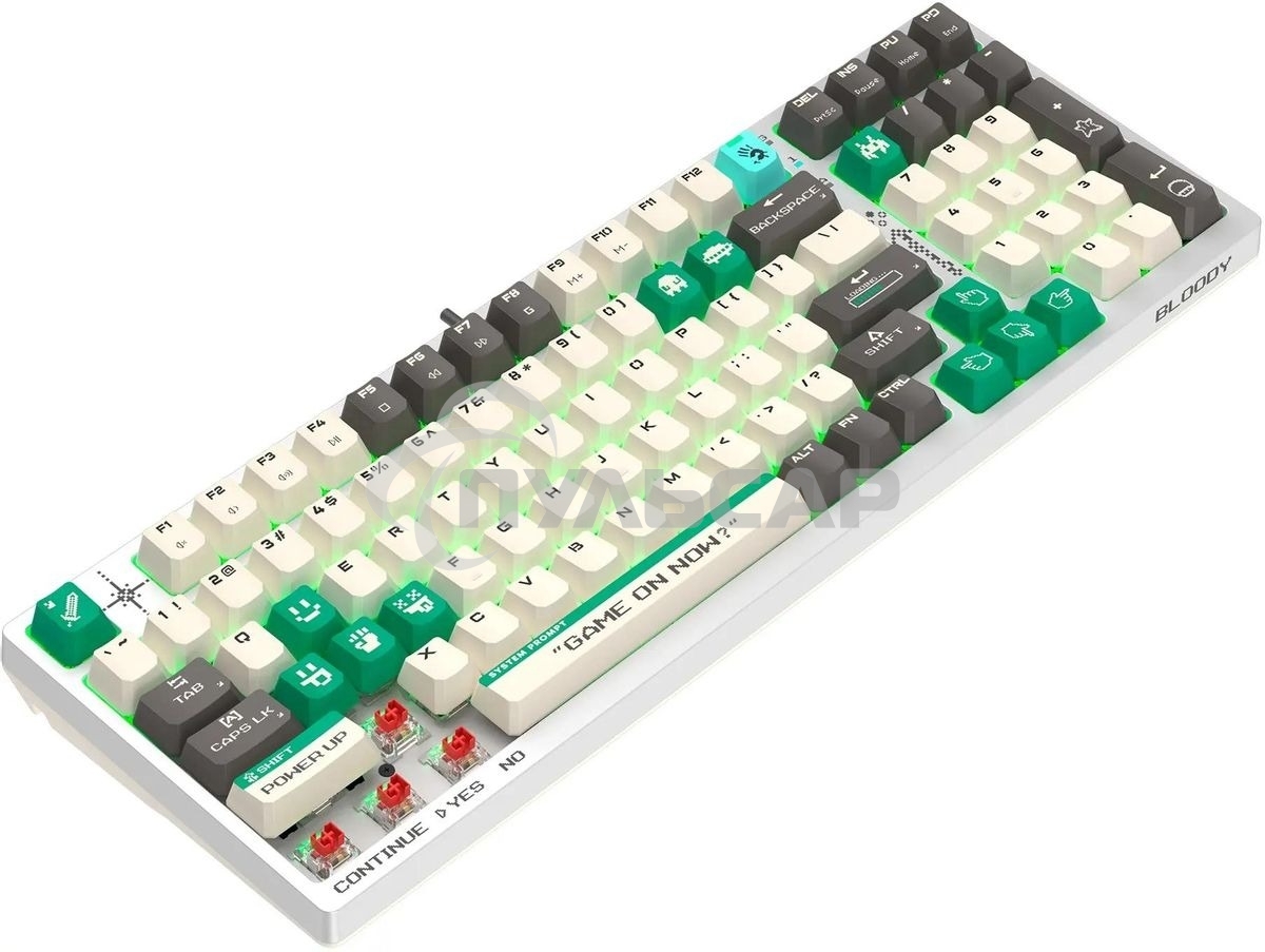 Клавиатура проводная A4Tech Bloody S98 Pixels Green USB белый/бежевый