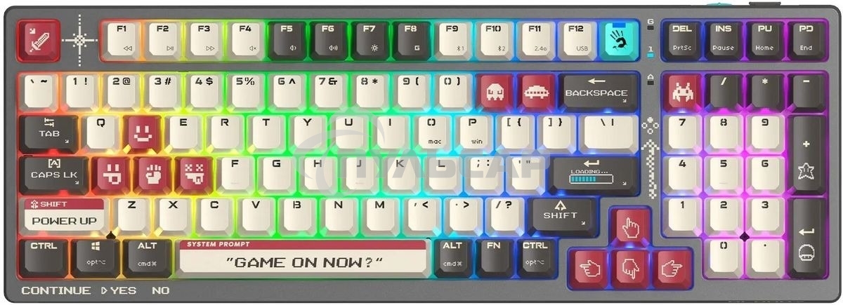 Клавиатура беспроводная A4Tech Bloody WS98 Pixels Red USB, Bluetooth/Радиоканал темно-серый/белый