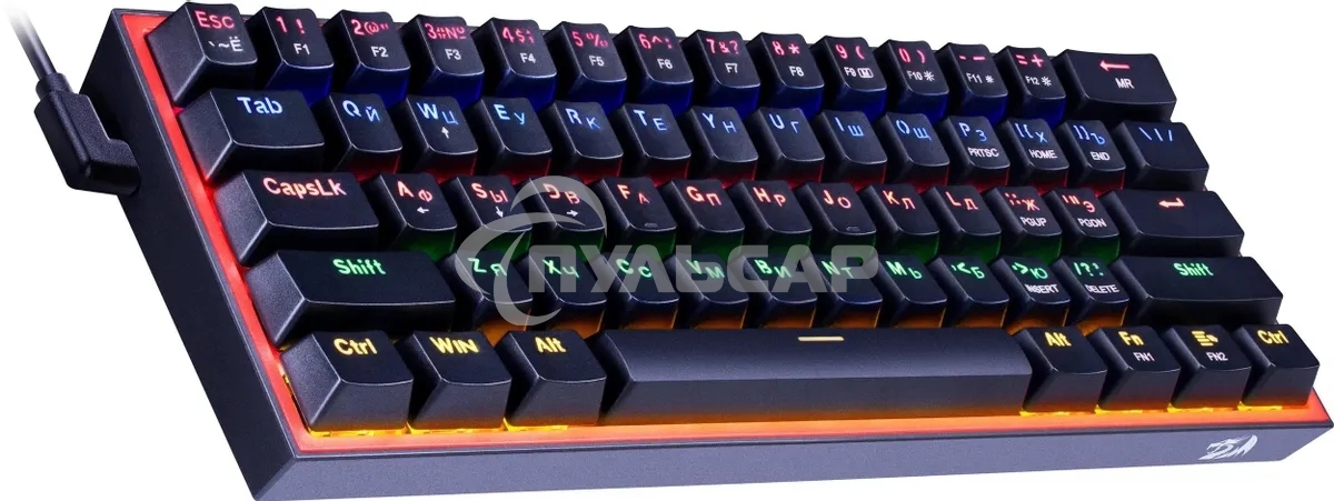 Клавиатура проводная REDRAGON Fizz RU,Rainbow,красные свитчи