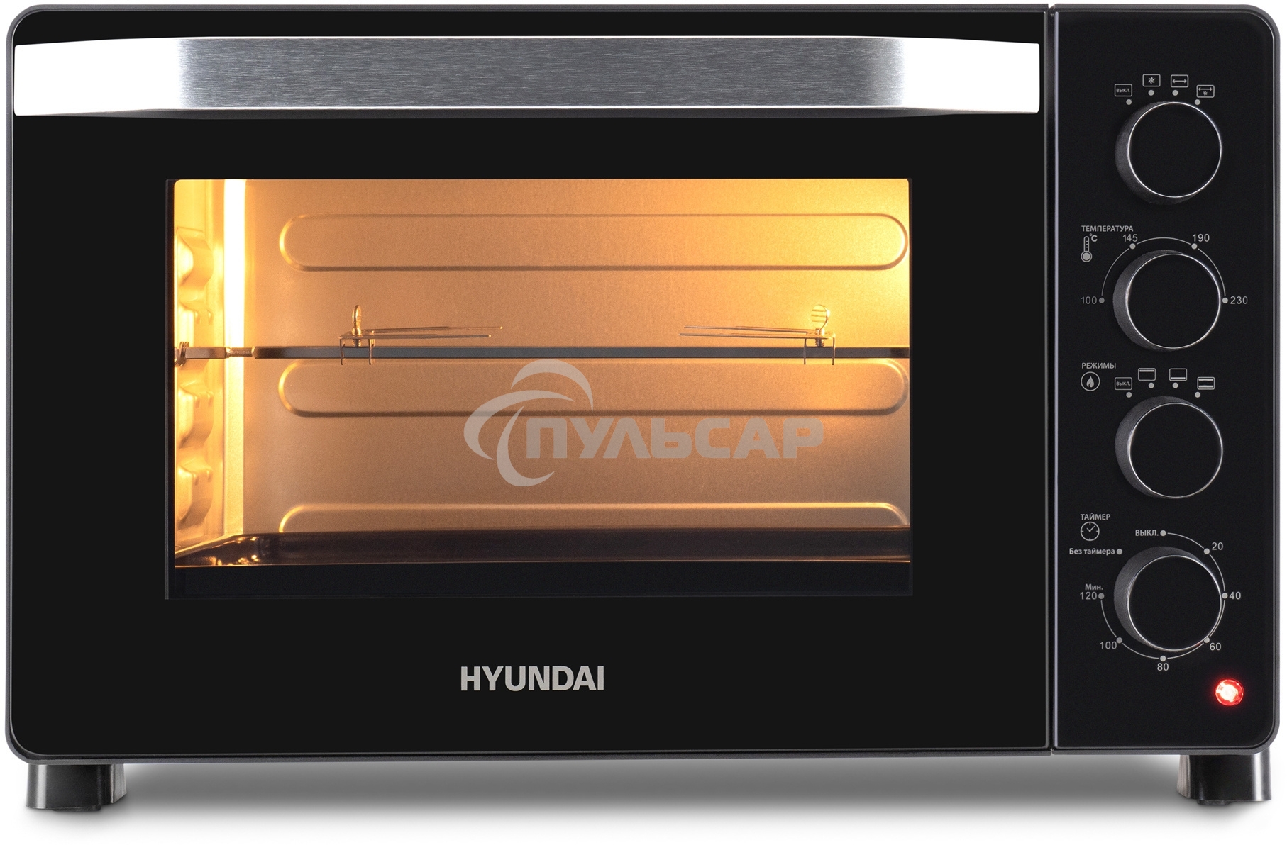 Мини-печь Hyundai MIO-HY081 38л. 2000Вт серебристый/черный