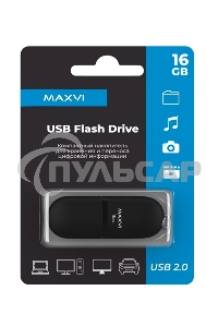 Флешка USB Maxvi SF black (FD16GBUSB20C10SF), 16Gb, USB 2.0, R/W 30/10, черный