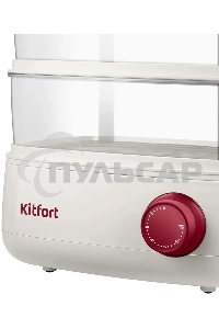 Пароварка Kitfort КТ-6830 3ярус. 800Вт белый/красный