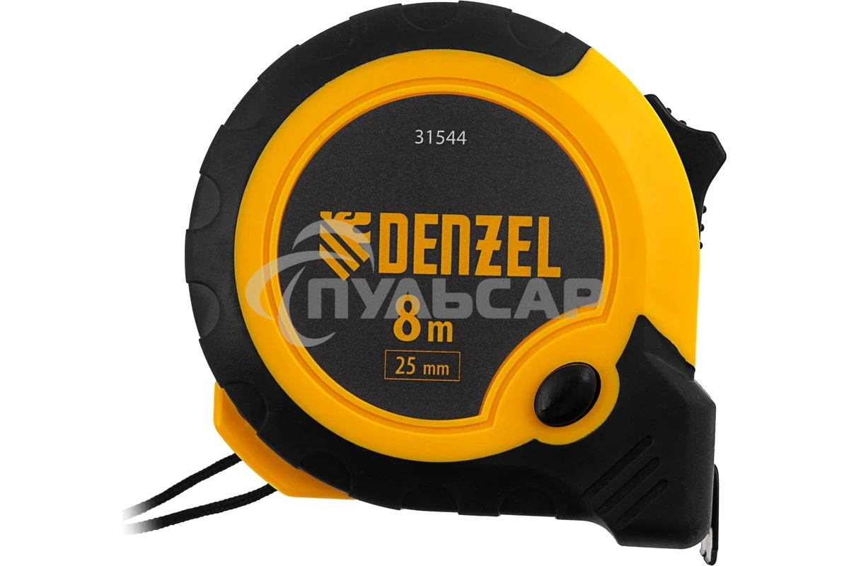 Рулетка 8м х 25мм, двухкомп. корпус, кнопка-пауза Denzel
