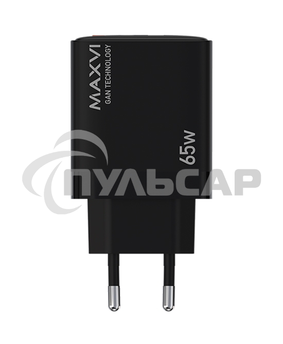 Сетевое зарядное устройство Maxvi SFC-365GN 2xType-C\USB 65W PD QC3.0 черный