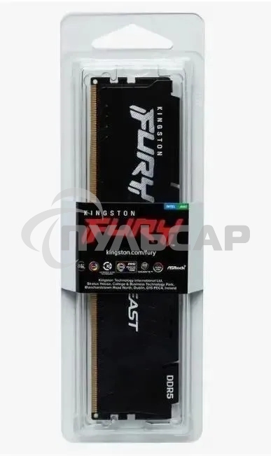 Оперативная память Kingston Fury Beast, DDR5, 16Gb (1x16GB), 5600MHz, CL36, DIMM, с радиатором, черный