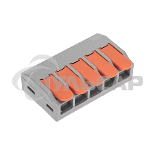 Универсальная клемма Rexant СМК 222-615/221-615, 5-проводная серая 0,5-4/6 мм² (15 шт/уп)