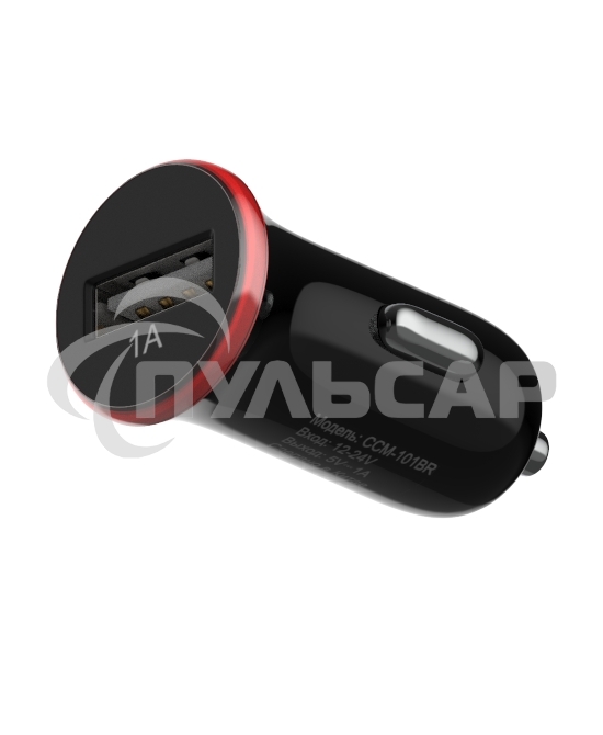 Автомобильное зарядное устройство Maxvi CCM-101BR USB 1А черно-красный