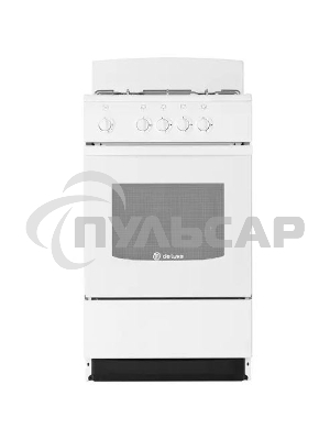 Плита газовая De Luxe 5040.45Г (Щ) -001 белый, конфорок 4 газовых, духовка 46 л, 50 см x 85 см x 50 см
