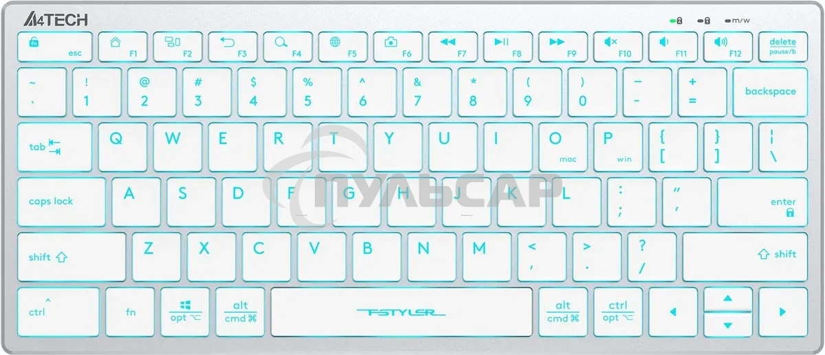 Клавиатура проводная A4Tech Fstyler FX61, USB, белый/синий