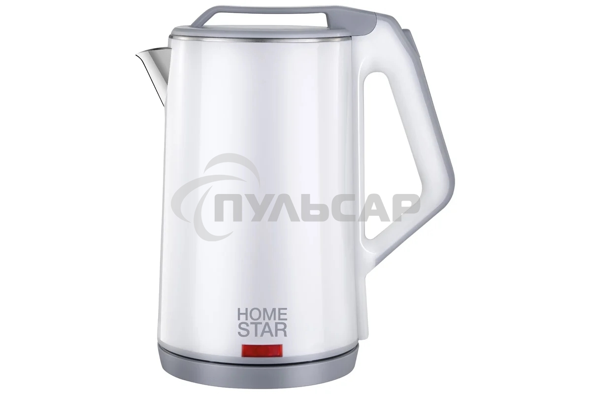 Чайник электрический HOMESTAR HS-1036 1,8л, нержавейка+пластик, белый, двойной корпус (12)