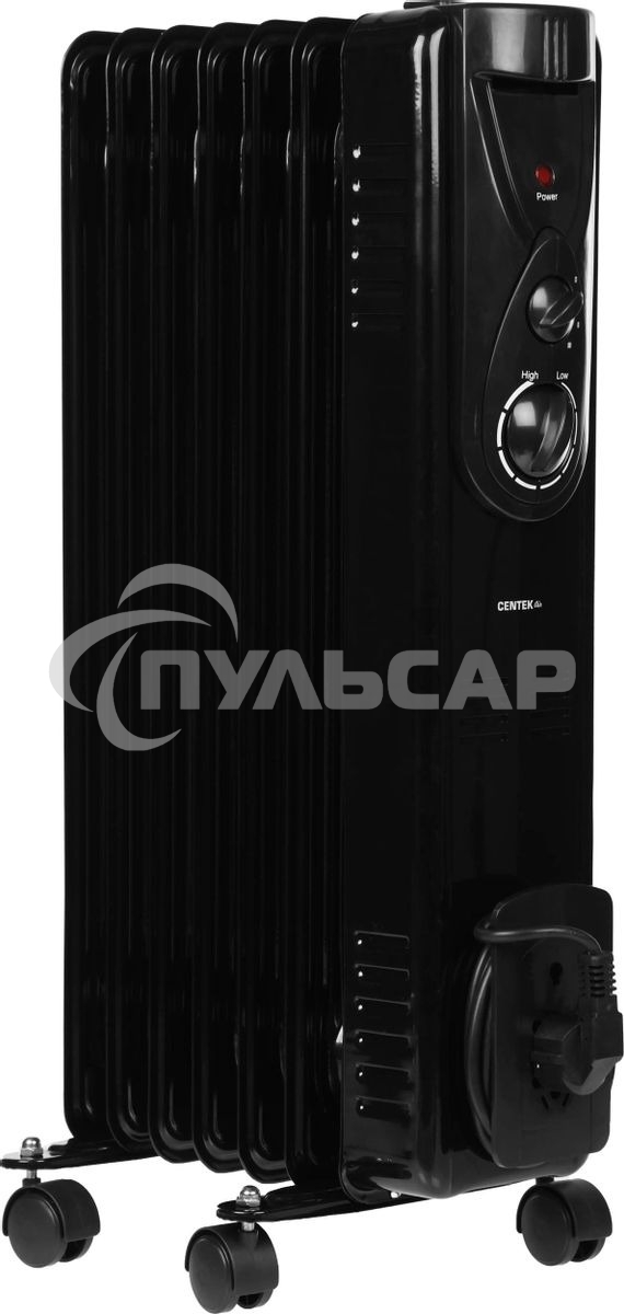 Обогреватель масляный Centek CT-6200 (7 секций) черный, 700/1000/1500Вт, 3 режима, механический термостат