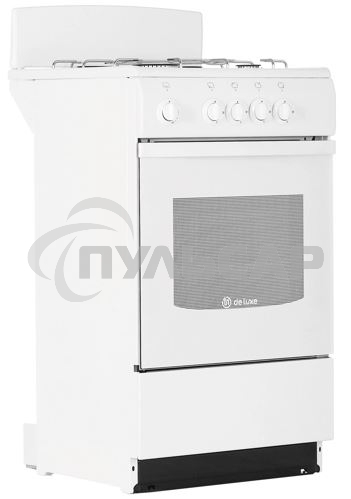 Плита газовая De Luxe 5040.45Г (Щ) -001 белый, конфорок 4 газовых, духовка 46 л, 50 см x 85 см x 50 см