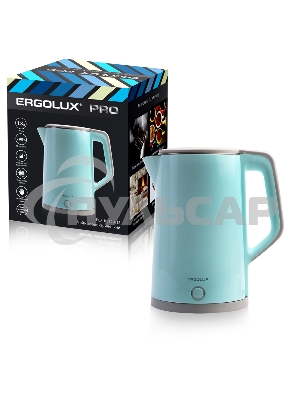 Чайник электрический ELX-KS12-C13 PRO нерж. сталь/пластик 1.8л 220-240В 2200Вт голуб. Ergolux 15330