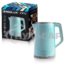 Чайник электрический ELX-KS12-C13 PRO нерж. сталь/пластик 1.8л 220-240В 2200Вт голуб. Ergolux 15330 Чайник электрический ELX-KS12-C13 PRO нерж. сталь/пластик 1.8л 220-240В 2200Вт голуб. Ergolux 15330
