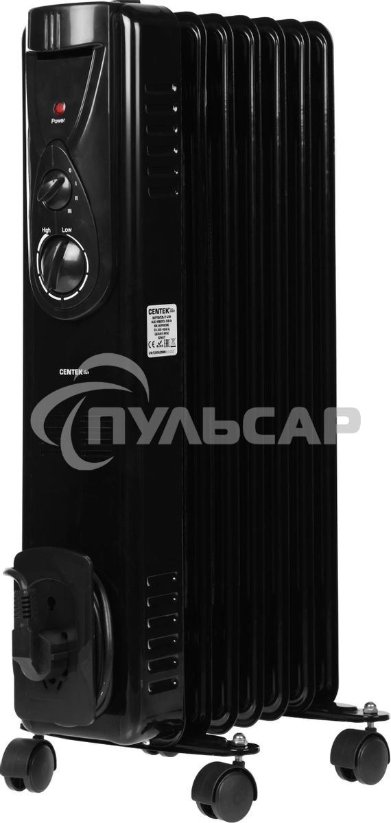 Обогреватель масляный Centek CT-6200 (7 секций) черный, 700/1000/1500Вт, 3 режима, механический термостат