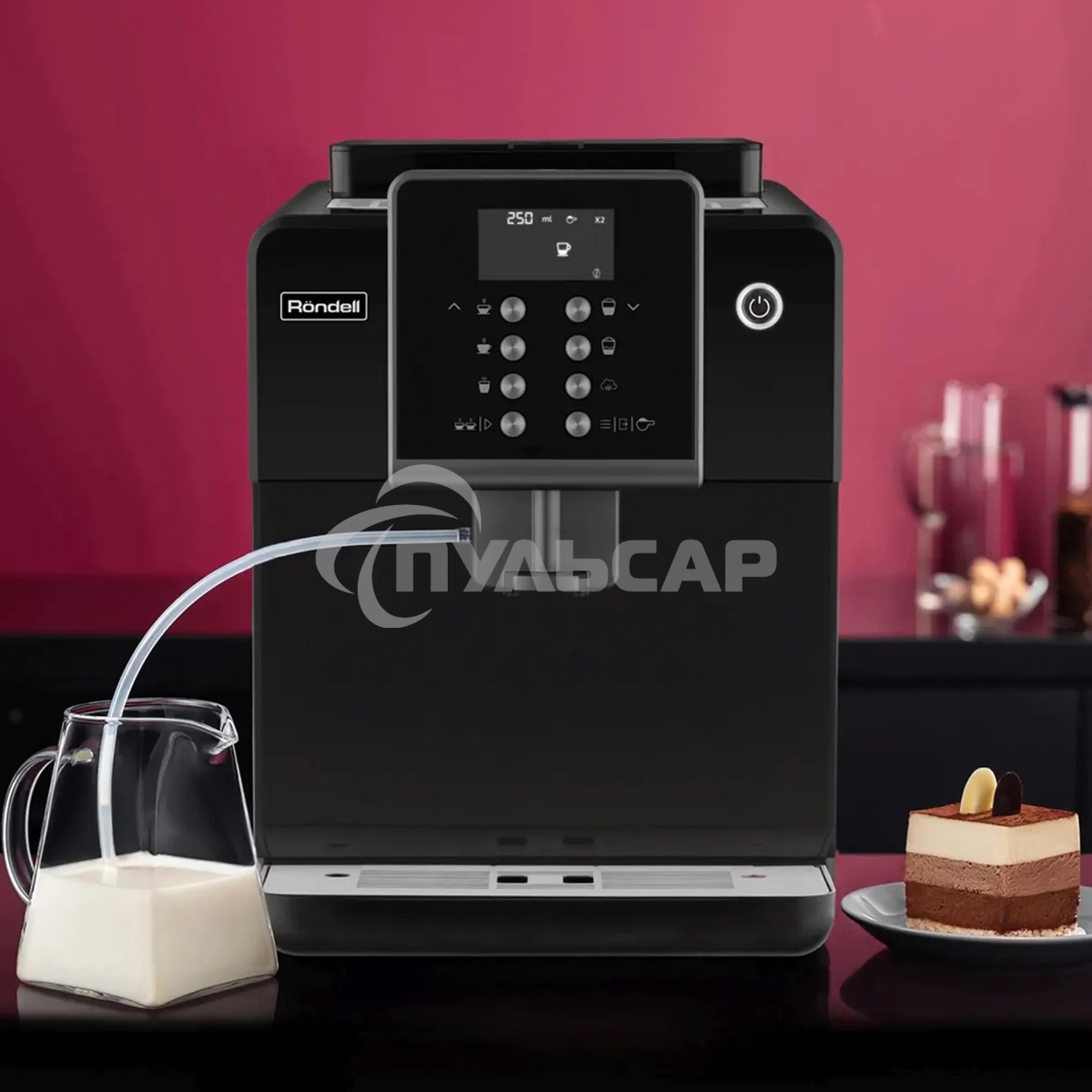 Кофемашина автоматическая Rondell RDE-1107 черный, исп. кофе - молотый/зерновой, 1.6 л, 1350 Вт, 19 бар