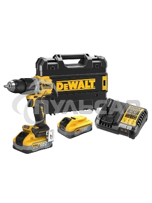Дрель-шуруповерт DeWalt DCD805H2T, Аккумуляторная, 18В, 2 АКБ, Ударная, Кейс