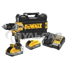 Дрель-шуруповерт DeWalt DCD805H2T, Аккумуляторная, 18В, 2 АКБ, Ударная, Кейс Дрель-шуруповерт DeWalt DCD805H2T, Аккумуляторная, 18В, 2 АКБ, Ударная, Кейс