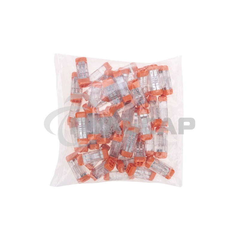 Экспресс-клемма Rexant СМК 2273-202R проходная разъемная 2 полюса 0,5-2,5мм² (50 шт/уп)