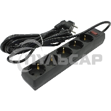 Сетевой фильтр ExeGate EX221188RUS SP-5-5B (5 розеток, 5м, евровилка, черный)