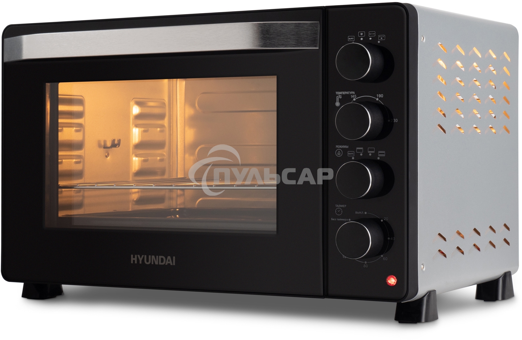 Мини-печь Hyundai MIO-HY081 38л. 2000Вт серебристый/черный