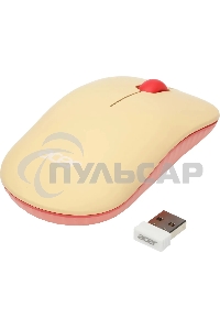 Мышь беспроводная Acer OMR205 бежевый/розовый, 1200 dpi, радиоканал, USB, кнопки - 3