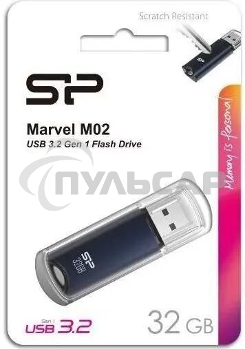 Флешка USB R/W 32 Gb Silicon Power Marvel M02, USB 3.0, синий