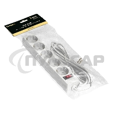 Удлинитель ExeGate EC-5-3W EX279360RUS белый, 3 м, евровилка, 5 розеток, 2200 Вт