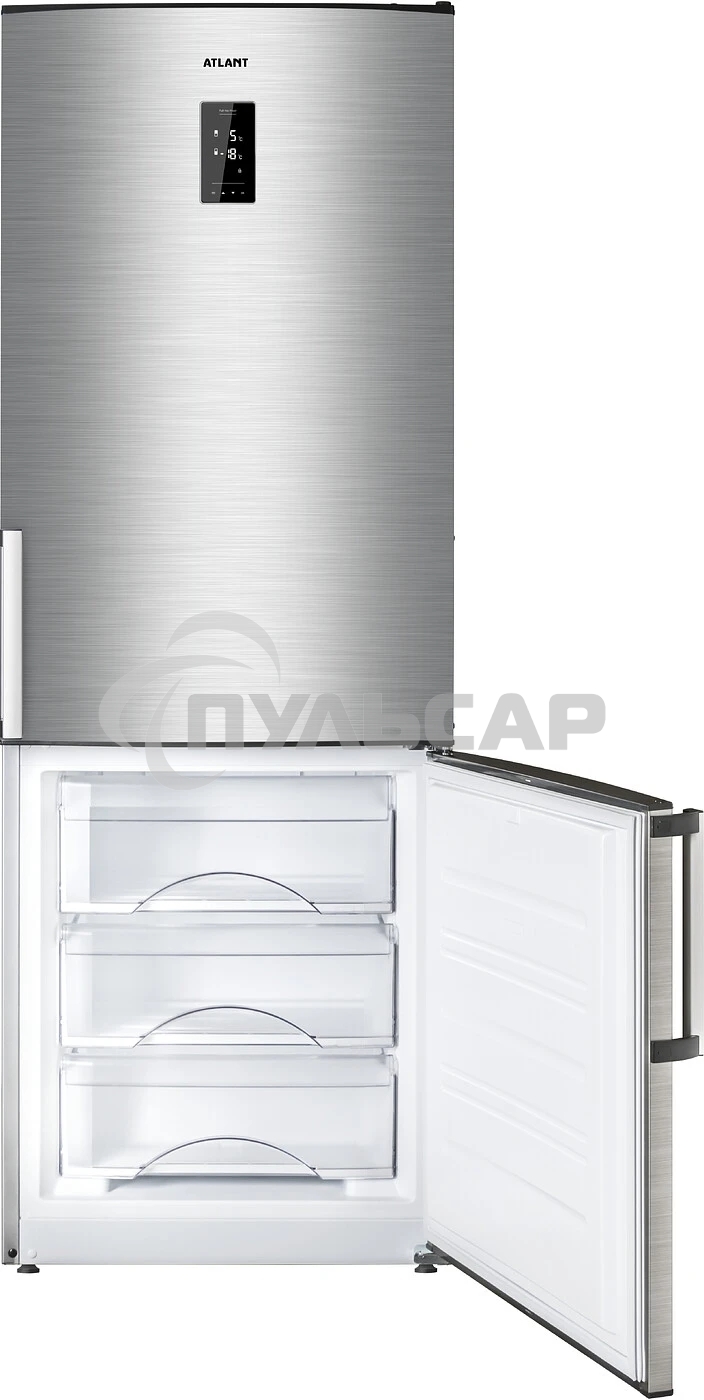 Холодильник Atlant ХМ-4524-040-ND нержавеющая сталь двухкамерный 271/100л морозилка снизу, No Frost
