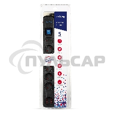 Сетевой фильтр Smartbuy (SBSP-50K-Pro) - 6 роз х 5,0 м - черный